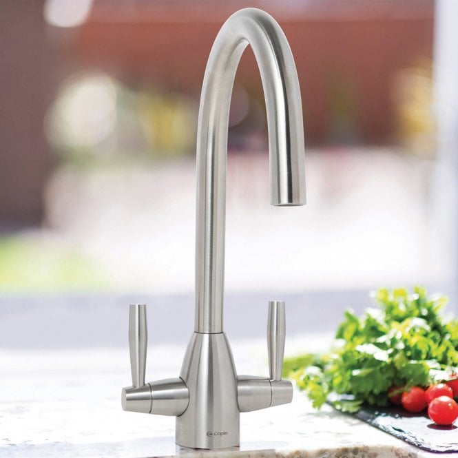 Caple Avel Brushed Stainless Steel Dual Lever Kitchen Sink Mixer Tap