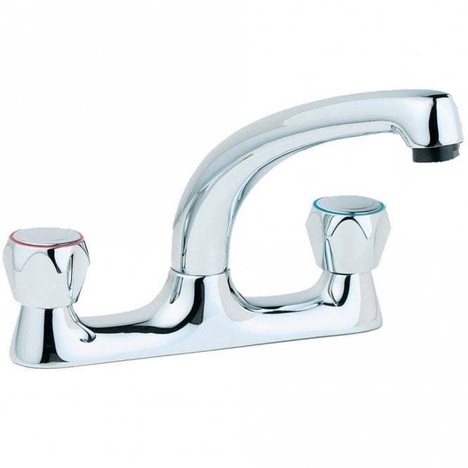 Deva Profile Chrome Deck Mounted Kitchen Sink Mixer Tap Dcm105 Twin