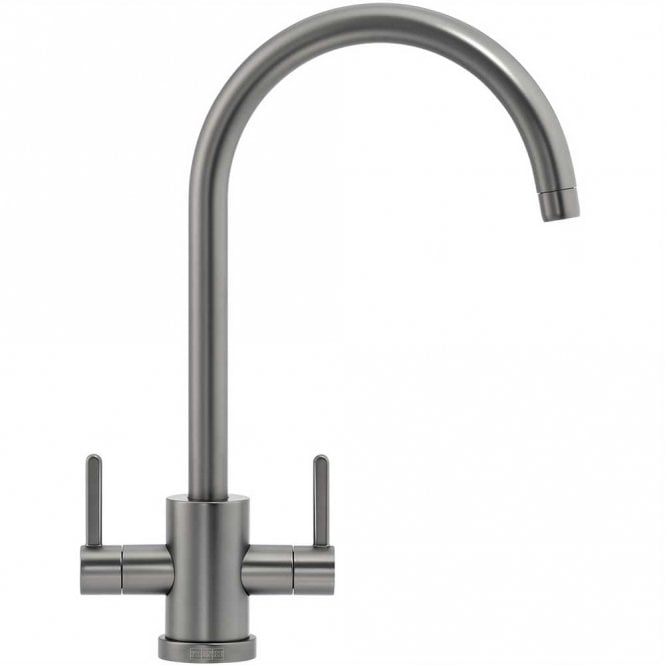 Franke Krios Gunmetal Twin Lever Swivel Spout Kitchen Sink Tap Kriosjgm